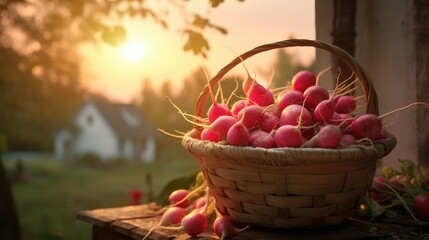 Basket full of radishes