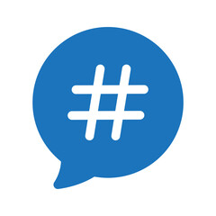 Hashtag in speech bubble icon. Hashtag sign symbol, simple pictogram. Vector illustration isolated on a white background. Vector sign for mobile app and web sites.