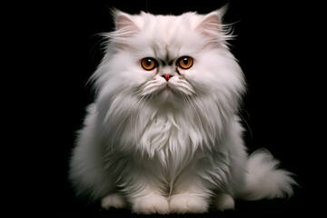 Persian cat on black isolated background