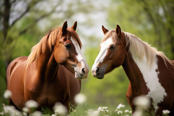 Naklejka na ściany i meble A pair of horses in the pasture