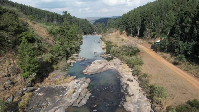 Aerial view of the Karkloof Falls in Howick, KwaZulu Natal, South Africa