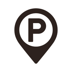 Parking map pin. Parking location pin. GPS parking location symbol for apps and websites