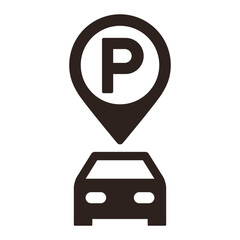 Parking map pin. Parking location pin. GPS parking location symbol for apps and websites - 641437877