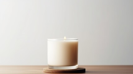 Natural fragranced white soy candle. interiors for lofts with a minimalist style. a closeup of the text copy area