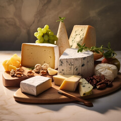 Assortment of cheese with fruits and nuts