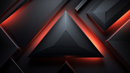 3D wallpaper abstract triangle modern glows orange black - obrazy, fototapety, plakaty