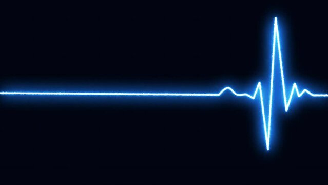 Bright neon blue Heartbeat pulse line rate graph. Electrocardiogram show heart beat line. cardiogram, Heart pulse. Medical laboratory concept
