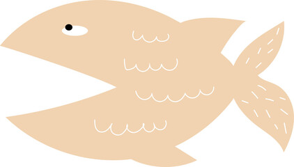 Toothy handrawn fish with texture