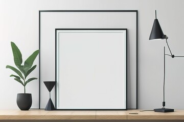 mockup poster frame in modern interior background. 3 d illustrationmockup poster frame in modern int