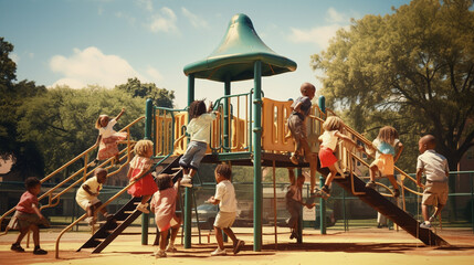 group of children playing in the playground