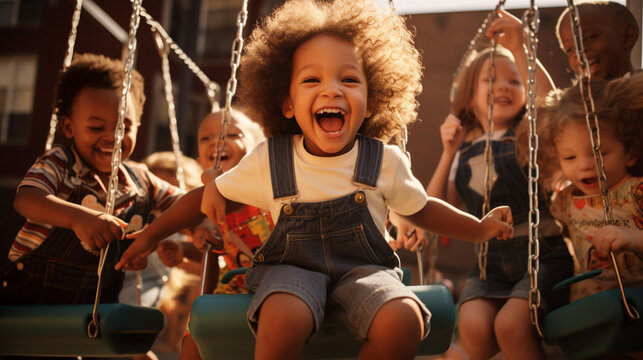 Group Of Children Playing In The Playground