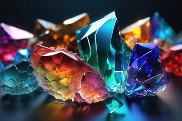Wandcirkels plexiglas colorful crystal stones, 3 d rendercolorful crystal stones, 3 d render3 d rendering, colorful crysta © Shubham