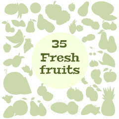 Healthy food frame vector illustration. Hand drawn Fruits . Organic food banner. Good nutrition.