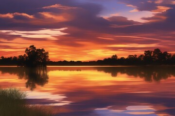 Fototapeta na wymiar beautiful sunset over the lakebeautiful sunset over the lakebeautiful sunset on the lake