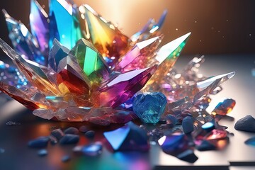 crystal crystals with crystals, crystals, crystals, crystals, 3 d render illustrationcrystal crystal