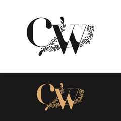 handdrawn wedding monogram CW logo