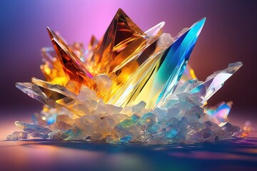 3 d render of abstract rainbow crystal crystals with rainbow colors.3 d render of abstract rainbow c