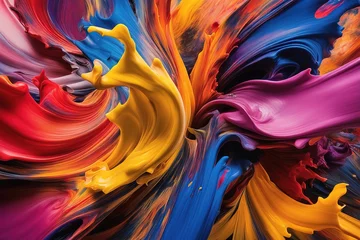 Fotobehang color swirl in the form of abstract paint. liquid color of liquid. the paint paints on the backgroun © Shubham