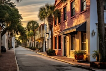 Fototapeta na wymiar View of St George Street in St Augustine