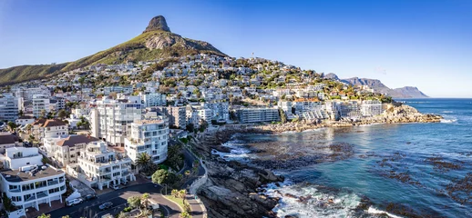 Papier Peint photo Montagne de la Table Aerial View of Sea Point and its tidal pool in Cape Town, western Cape, South Africa