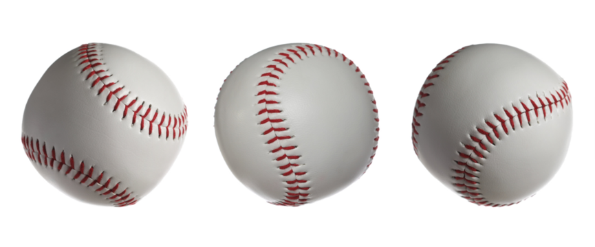 Set new baseball ball in flight isolated on white, clipping 