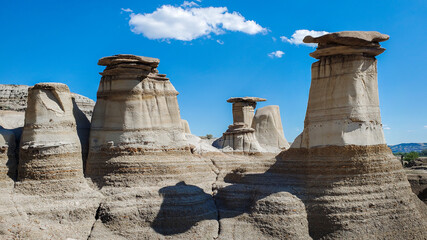 The Hoodoos rock formations in the Drumheller, Alberta, Canada badlands