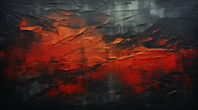 A painting of a red and black abstract background