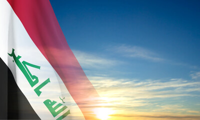 Flag of Iraq on background of sky. EPS10 vector
