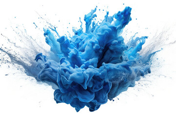 Explosion of blue paint on white background. Fluid background. Color explosion. Generative AI