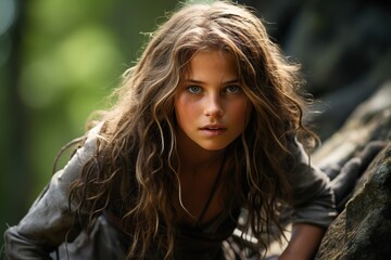 Fototapeta premium Portrait of wild beautiful girl.