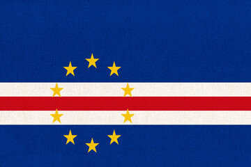 Flag of Cape verde. National Cape verde flag on fabric surface