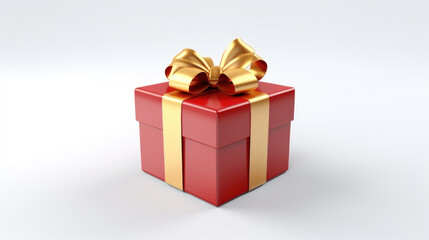 Red gift box with golden ribbon isolated on white Made with Generative AI
