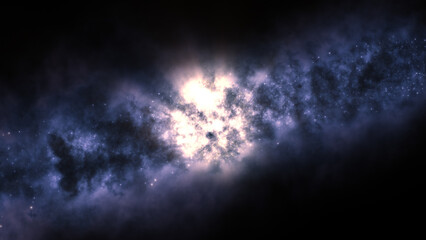 Fototapeta premium 3D rendering of a bright galaxy consisting of nebulae and star clusters