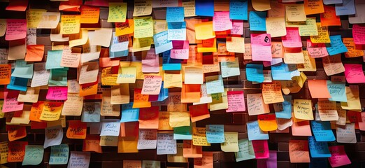 Wall full of colorful sticky notes