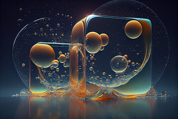Realistic soap bubbles with rainbow reflection
