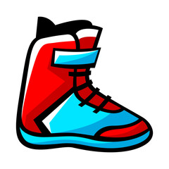 Snowboard boot illustration. Winter sport item or symbol.