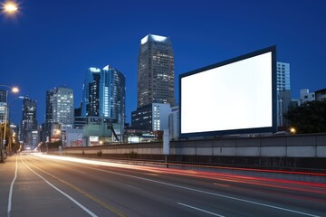 Big empty billboard in big city, empty billboard with copy space for text or content, empty billboard mockup in big city. Place for advertising.