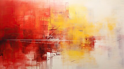 Obraz na płótnie Canvas Modern abstract art painting wityh red and yellow color paint