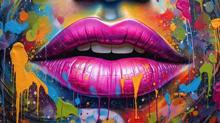 Graffitti fantasy colorful lips. 