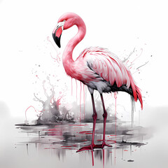 pink flamingo on a white background