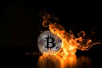 Burning bitcoin crypto. Generate Ai
