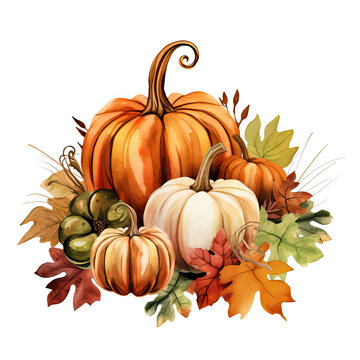 Watercolor Fall Decor, Autumn Images, Thanksgiving Decor, AI Generated