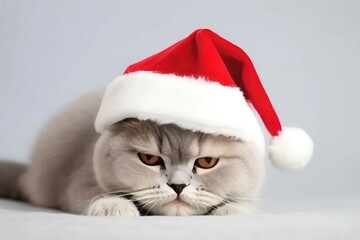 Cute christmas kitty sad. Generate Ai