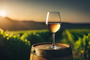 Fototapeten glass of wine and grapes © Aansa