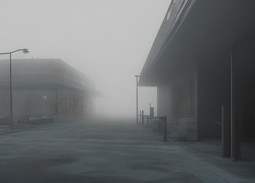 Fototapeta Foggy dark city, Generative AI