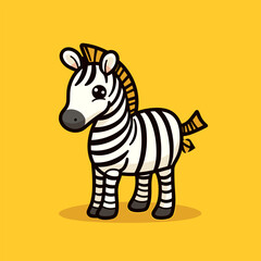 Zebra. Zebra hand-drawn comic illustration. Cute vector doodle style cartoon illustration.