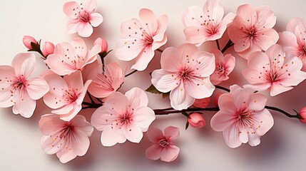 pink peach blossom isolated on white background