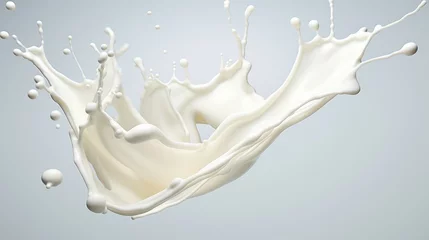 Foto op Canvas Pouring milk liquid splashes background © eireenz