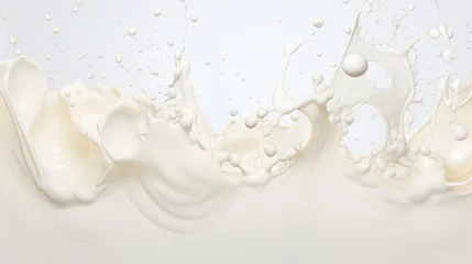 Fotobehang Pouring milk liquid splashes background © eireenz
