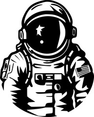 Astronaut - Black and White Isolated Icon - Vector illustration